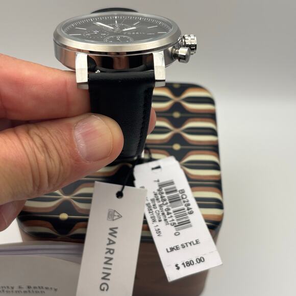 Fossil Rhett BQ2849 Men’s 42mm Black Dial Multifunction Quartz Leather Straps - Picture 3 of 15